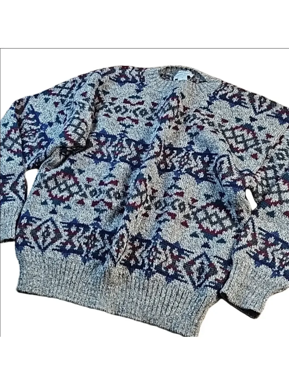 Nomadic Traders 100% Wool Knit Southwest Nordic Crew Neck Pullover Sweater